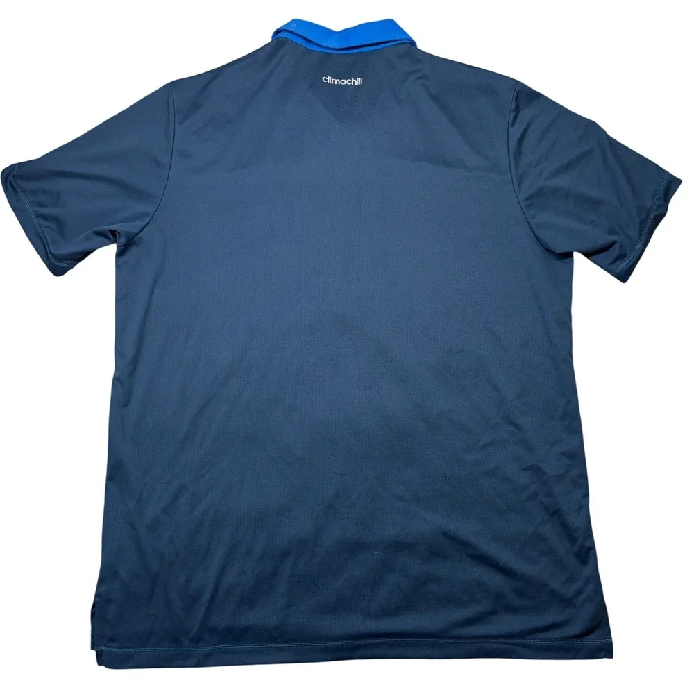 Adidas Climachill Polo Shirt Mens XL Blue Colorblock Short Sleeve Golf Top‎
